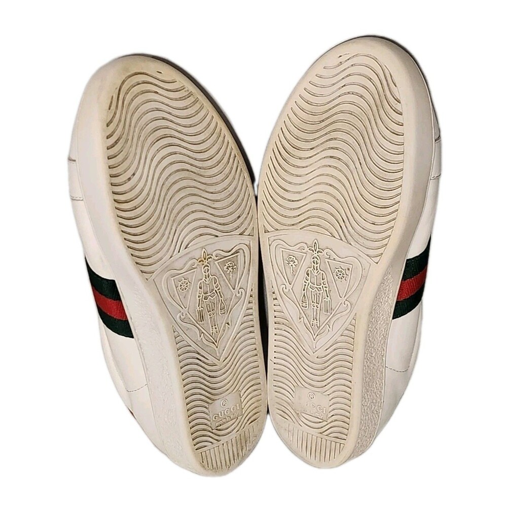 Gucci Ace Low-Top White Leather Bumblebee Sneakers White 40EU/8US Wom/6.5US Men - Picture 8 of 14
